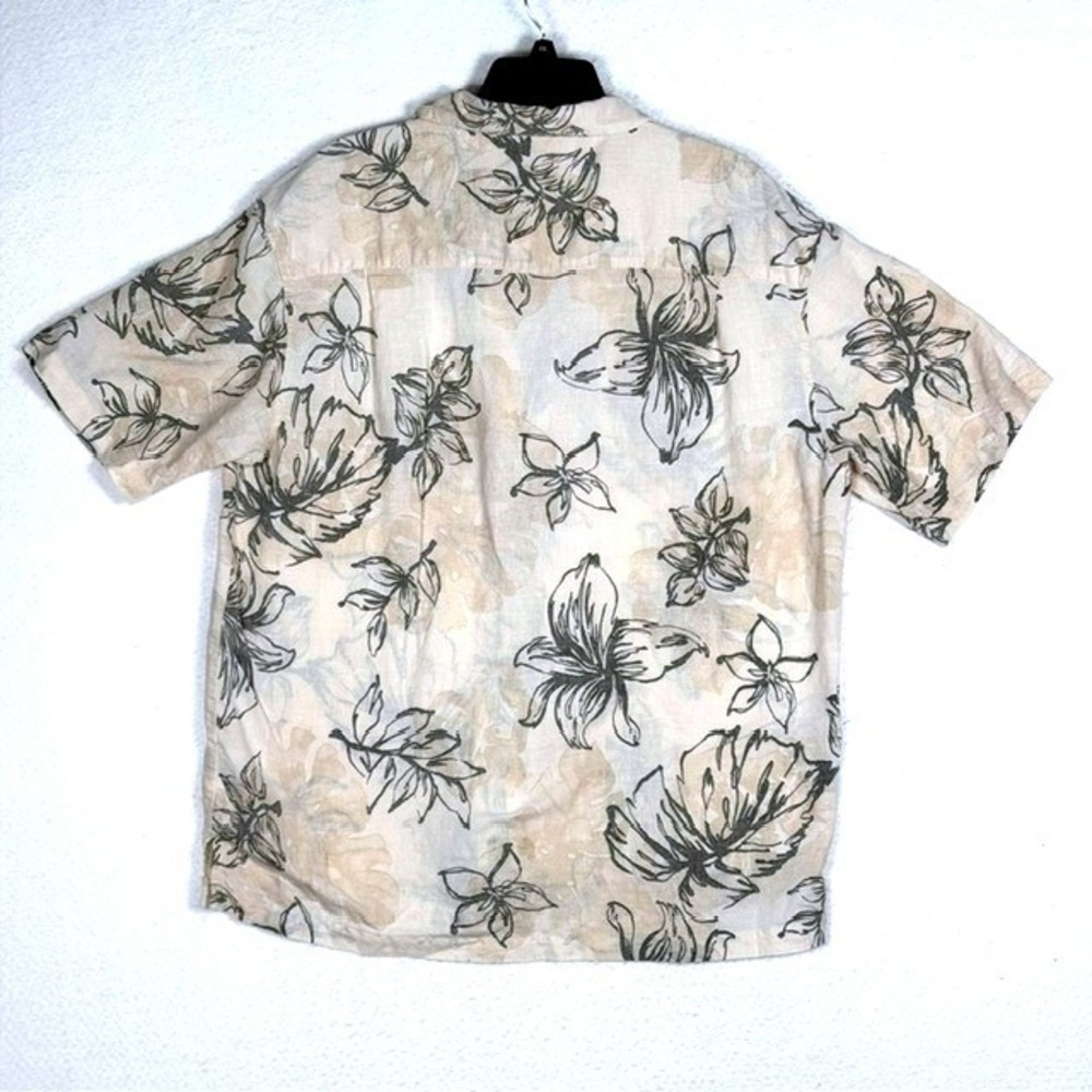 Panama Jack Mens XL Floral Sketch Ramie Cotton Short Sleeve Button Down Shirt - Picture 3 of 6